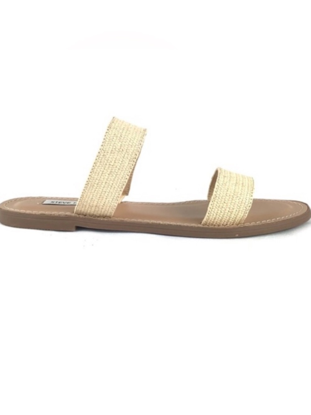 Steve Madden Maelie Natural Beige Woven‎ Double-Strap Slide Sandal Size 7